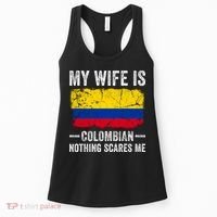 My Wife Is Colombian Nothing Scares Me Funny Husband Women's Tank Top thumb 0