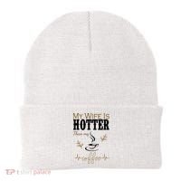 My Wife Is Hotter Than My Coffee Funny Gift Beanie thumb 0