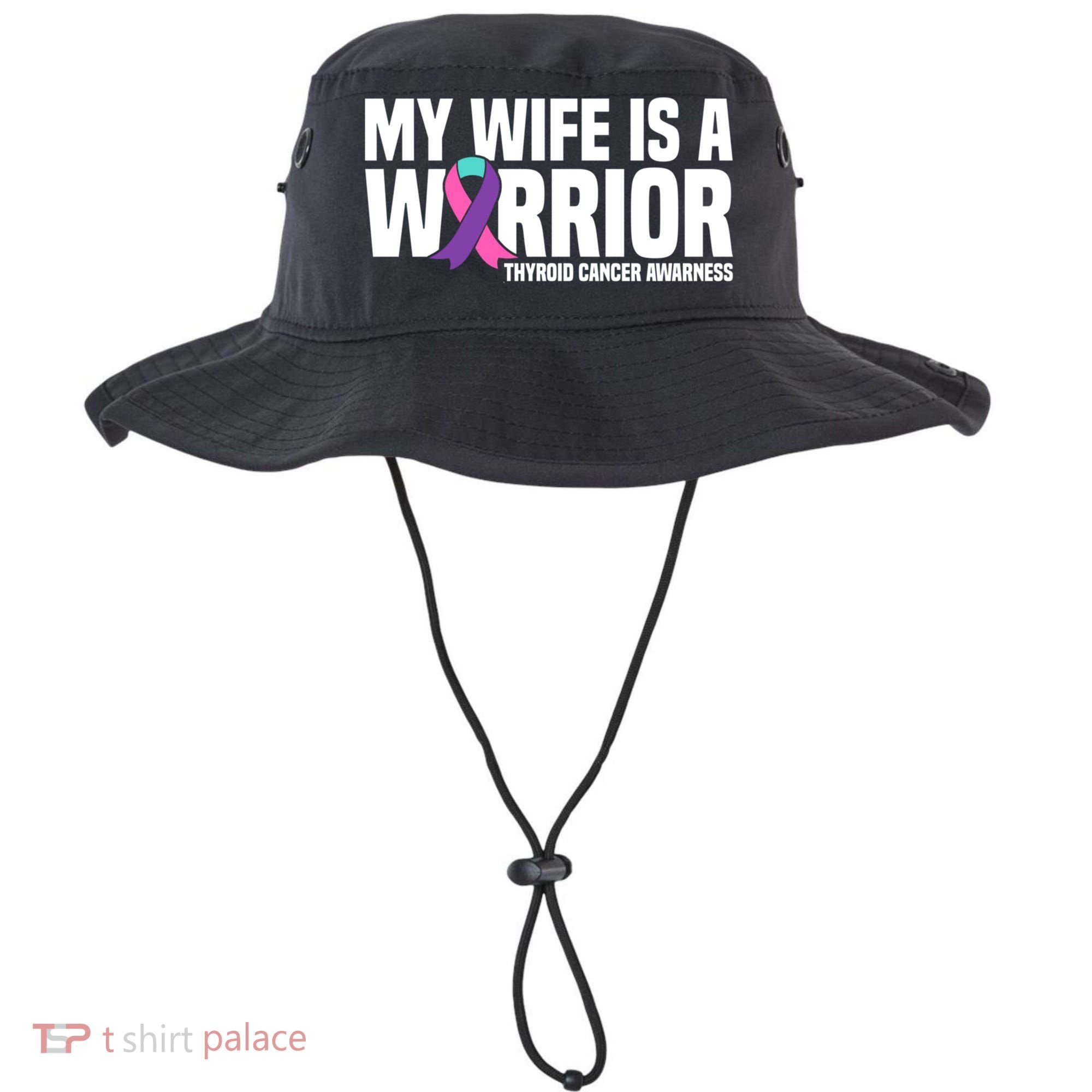 My Wife Is A Warrior Thyroid Cancer Awareness Funny Gift Bucket Hat