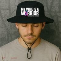 My Wife Is A Warrior Thyroid Cancer Awareness Funny Gift Bucket Hat thumb 2