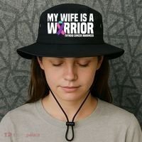 My Wife Is A Warrior Thyroid Cancer Awareness Funny Gift Bucket Hat thumb 3