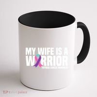 My Wife Is A Warrior Thyroid Cancer Awareness Funny Gift Coffee Mug thumb 1