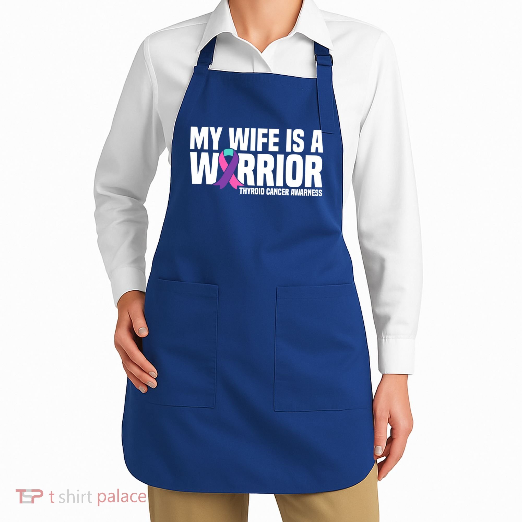 My Wife Is A Warrior Thyroid Cancer Awareness Funny Gift Apron