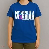 My Wife Is A Warrior Thyroid Cancer Awareness Funny Gift T-Shirt thumb 4