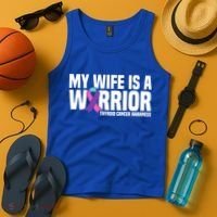My Wife Is A Warrior Thyroid Cancer Awareness Funny Gift Tank Top thumb 4