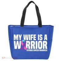My Wife Is A Warrior Thyroid Cancer Awareness Funny Gift Tote Bag thumb 0