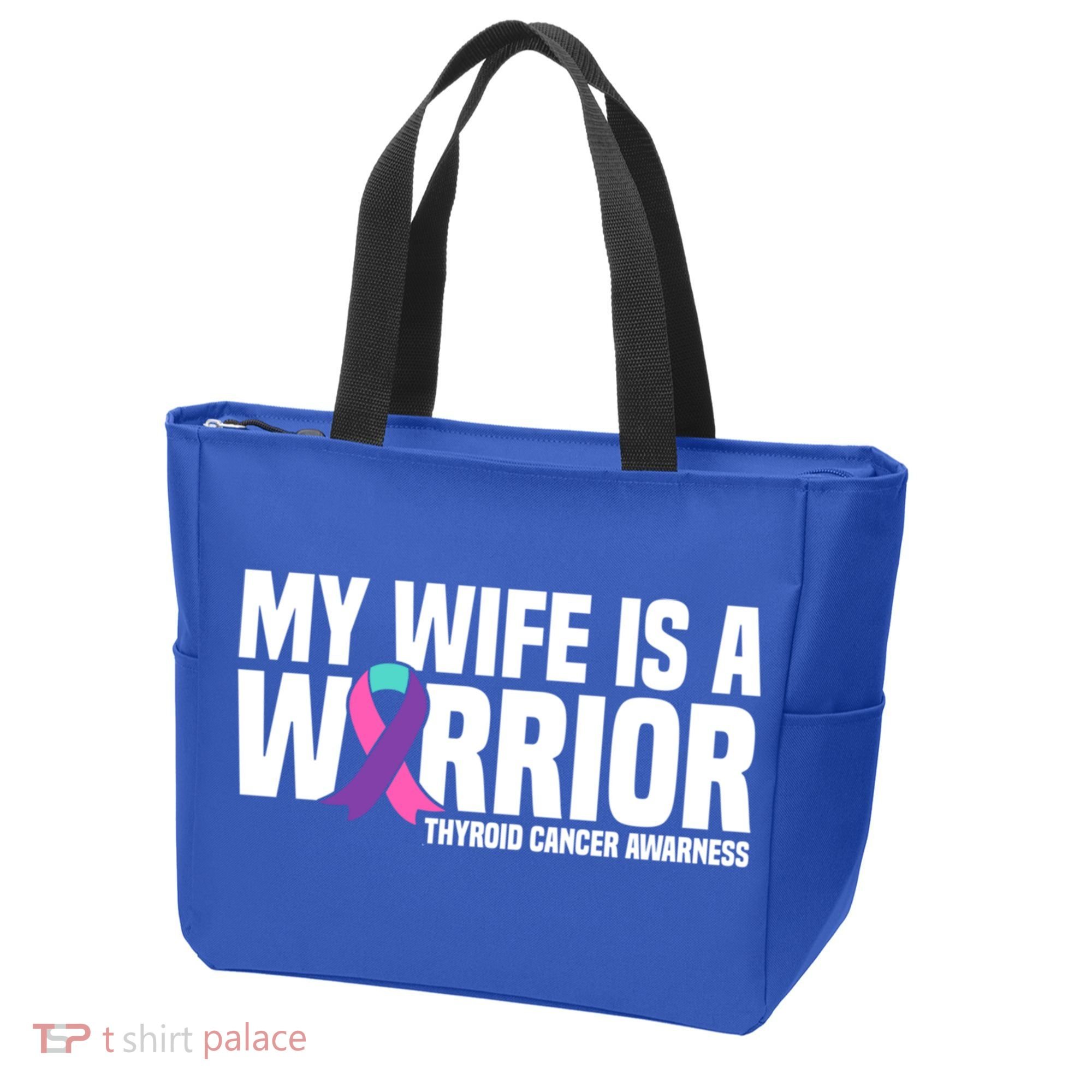 My Wife Is A Warrior Thyroid Cancer Awareness Funny Gift Tote Bag