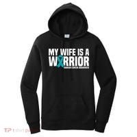 My Wife Is A Warrior Teal Ribbon Ovarian Cancer Awareness Women's Hoodie thumb 0