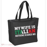 My Wife Is Italian Nothing Scares Me Husband Tote Bag thumb 2