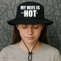 My Wife Is Psychotic (Hot) Funny Married Couples Bucket Hat thumb 3