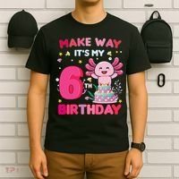 Make Way It's My 6th Birthday Cute Axolotl 6th Birthday Girl T-Shirt thumb 6