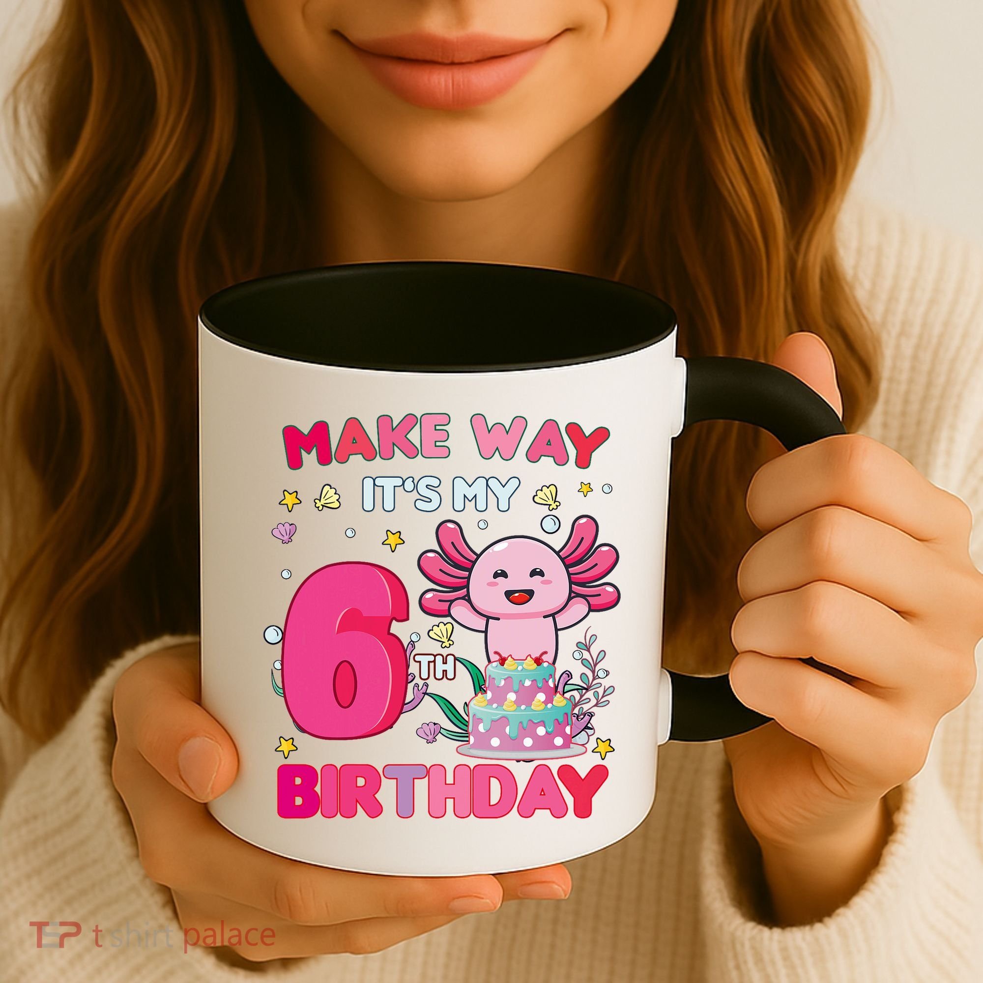 Make Way It's My 6th Birthday Cute Axolotl 6th Birthday Girl Coffee Mug