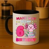 Make Way It's My 6th Birthday Cute Axolotl 6th Birthday Girl Coffee Mug thumb 4