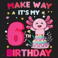 Make Way It's My 6th Birthday Cute Axolotl 6th Birthday Girl Beanie thumb 2