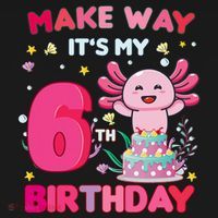 Make Way It's My 6th Birthday Cute Axolotl 6th Birthday Girl Women's Hoodie thumb 2