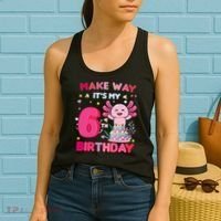 Make Way It's My 6th Birthday Cute Axolotl 6th Birthday Girl Women's Tank Top thumb 2