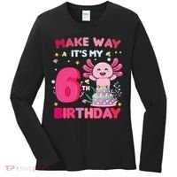 Make Way It's My 6th Birthday Cute Axolotl 6th Birthday Girl Women's Long Sleeve Shirt thumb 0