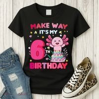 Make Way It's My 6th Birthday Cute Axolotl 6th Birthday Girl Women's T-Shirt thumb 3
