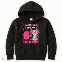 Make Way It's My 6th Birthday Cute Axolotl 6th Birthday Girl Kids Hoodie thumb 0
