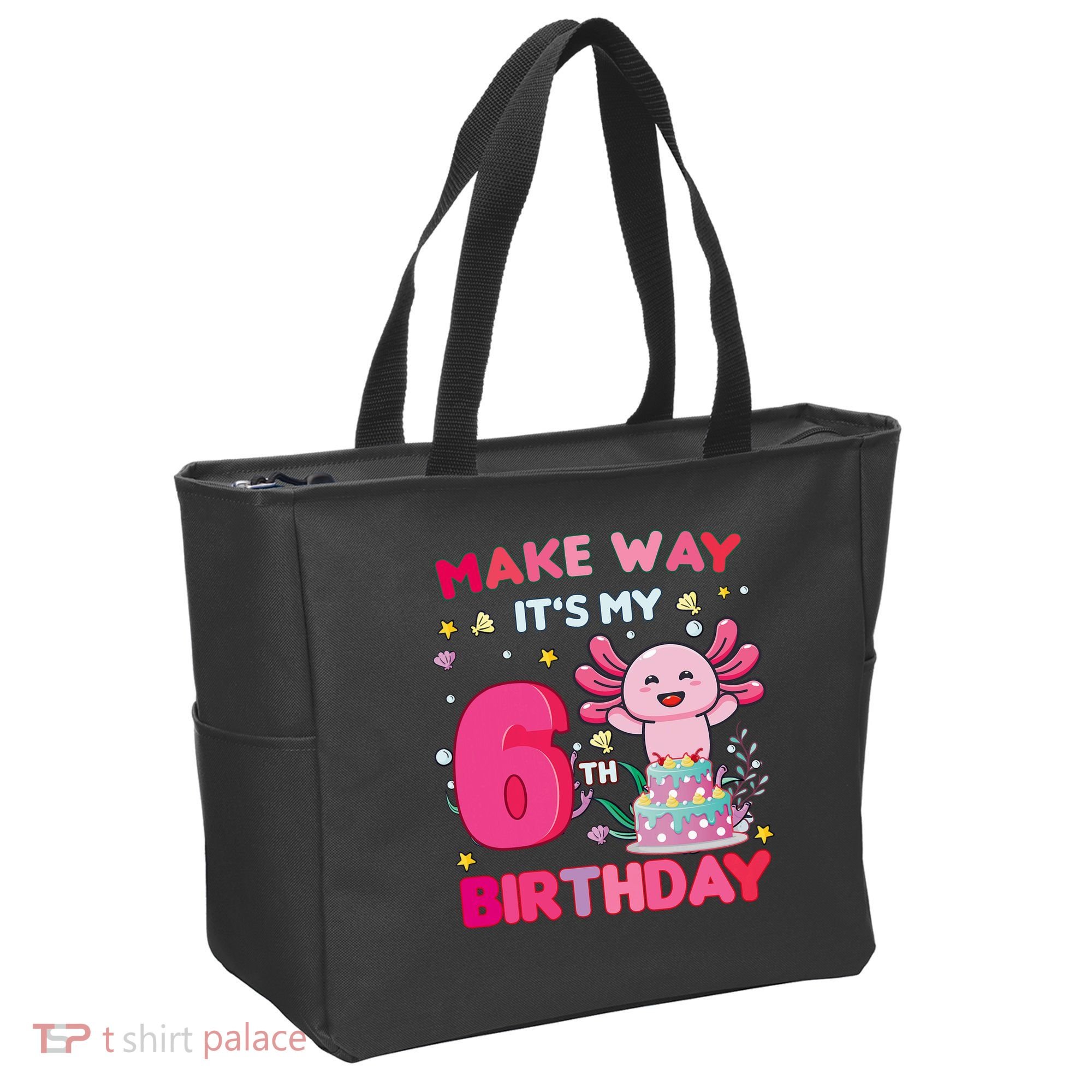 Make Way It's My 6th Birthday Cute Axolotl 6th Birthday Girl Tote Bag
