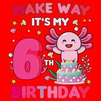 Make Way It's My 6th Birthday Cute Axolotl 6th Birthday Girl Santa Hat thumb 1