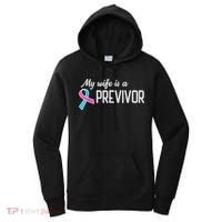 My Wife Is A Previvor Pink &Teal Ribbon Cancer Women's Hoodie thumb 0