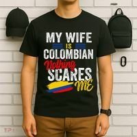 My Wife Is Colombian Colombia Heritage Roots Flag Souvenir T-Shirt thumb 6