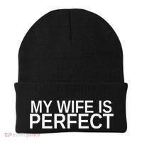My Wife Is Perfect Funny Husband Wedding Anniversary Beanie thumb 0
