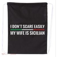 My Wife Is Sicilian Funny Italian American Sicily Gift Drawstring Bag thumb 0