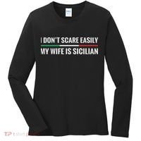 My Wife Is Sicilian Funny Italian American Sicily Gift Women's Long Sleeve Shirt thumb 0
