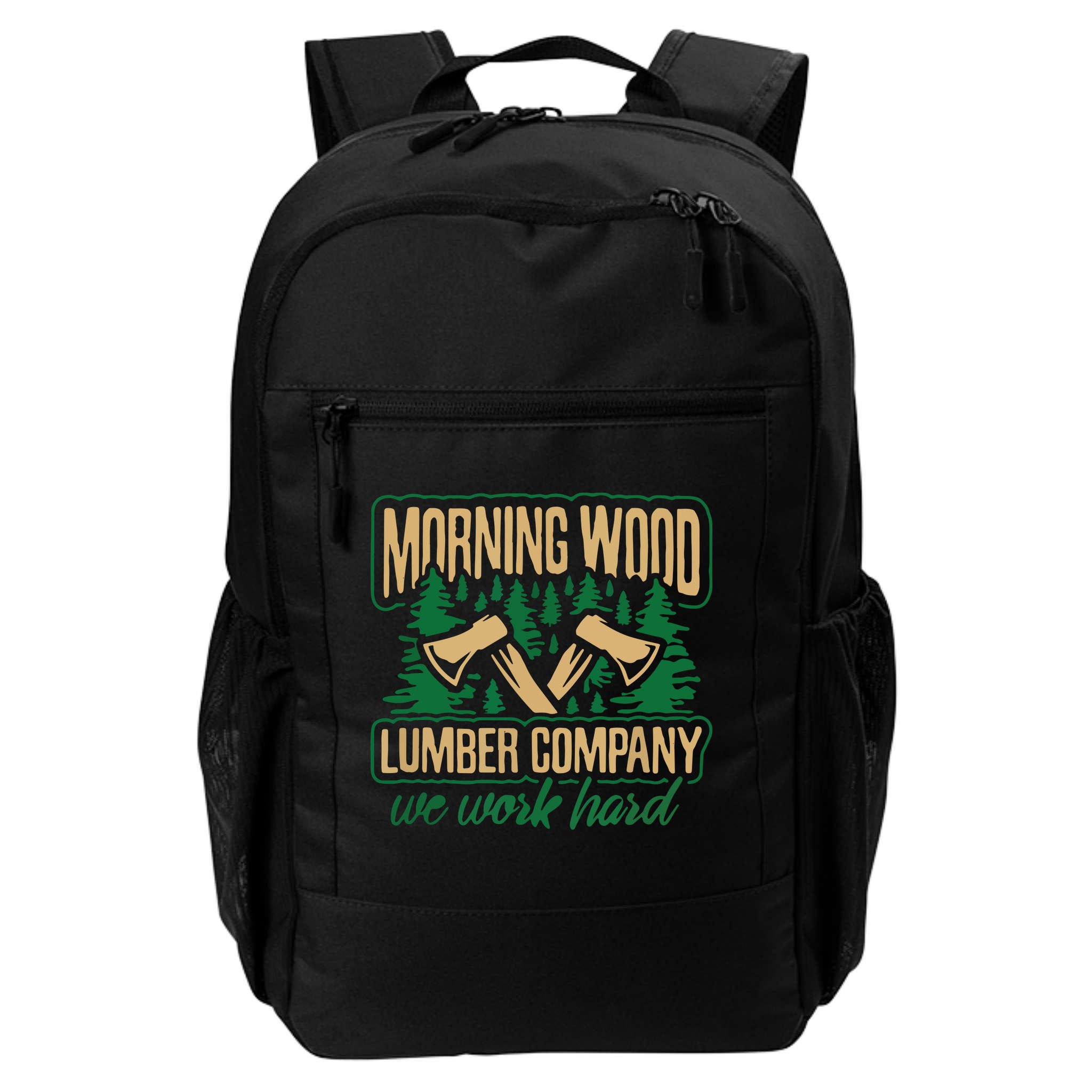 Morning Wood Lumber Company Funny Lumberjack Dad Backpack