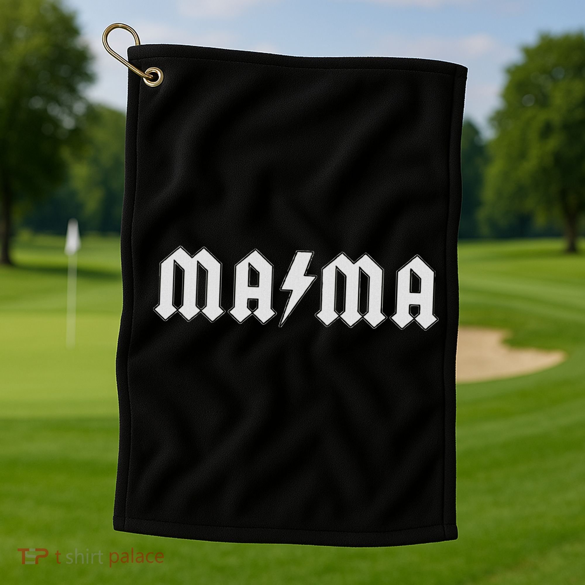 Mama With Lightning Bolt Rock And Roll Mom Golf Towel