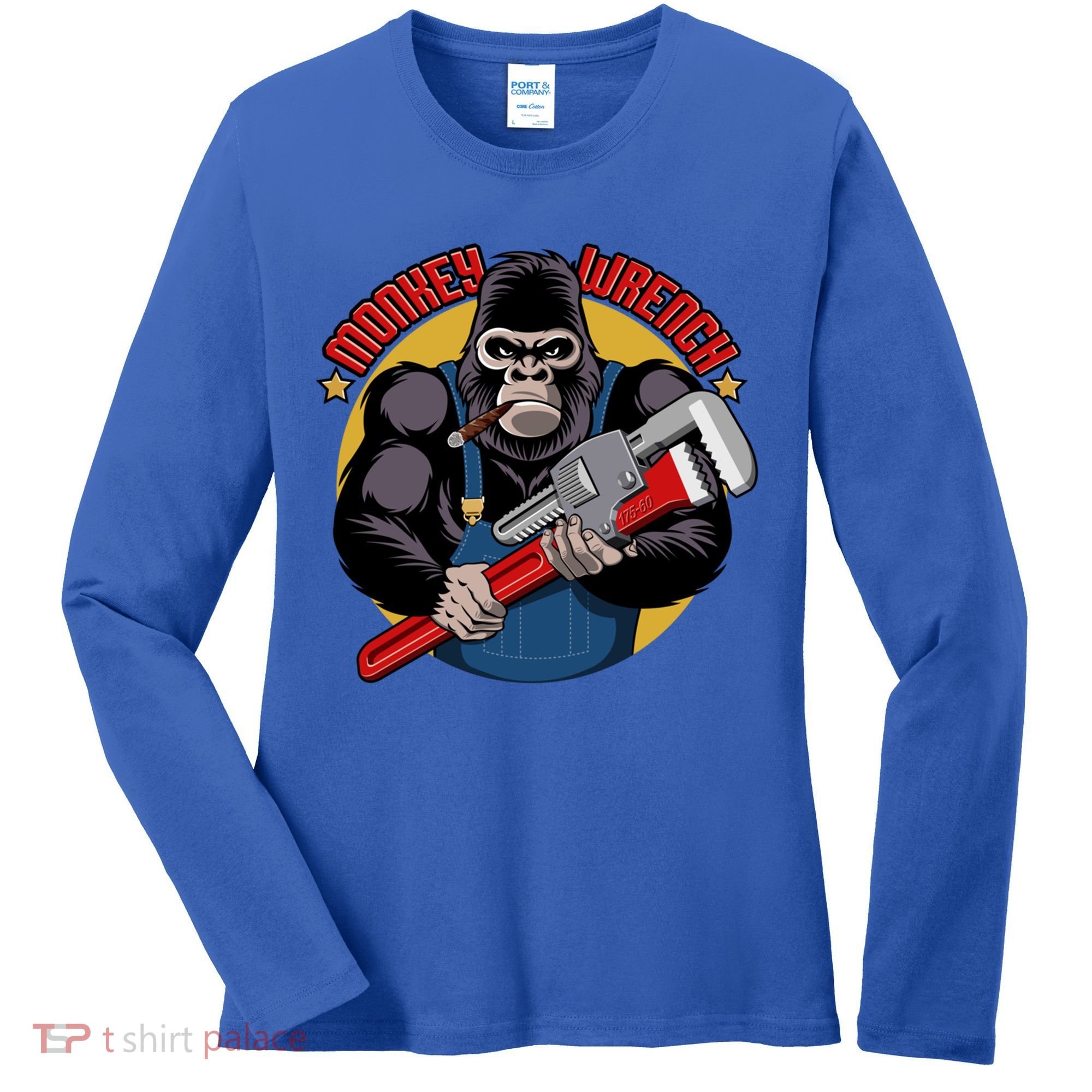 Monkey Wrench Mechanic Grease Monkey Car Repair Technician Cute Gift Women's Long Sleeve Shirt
