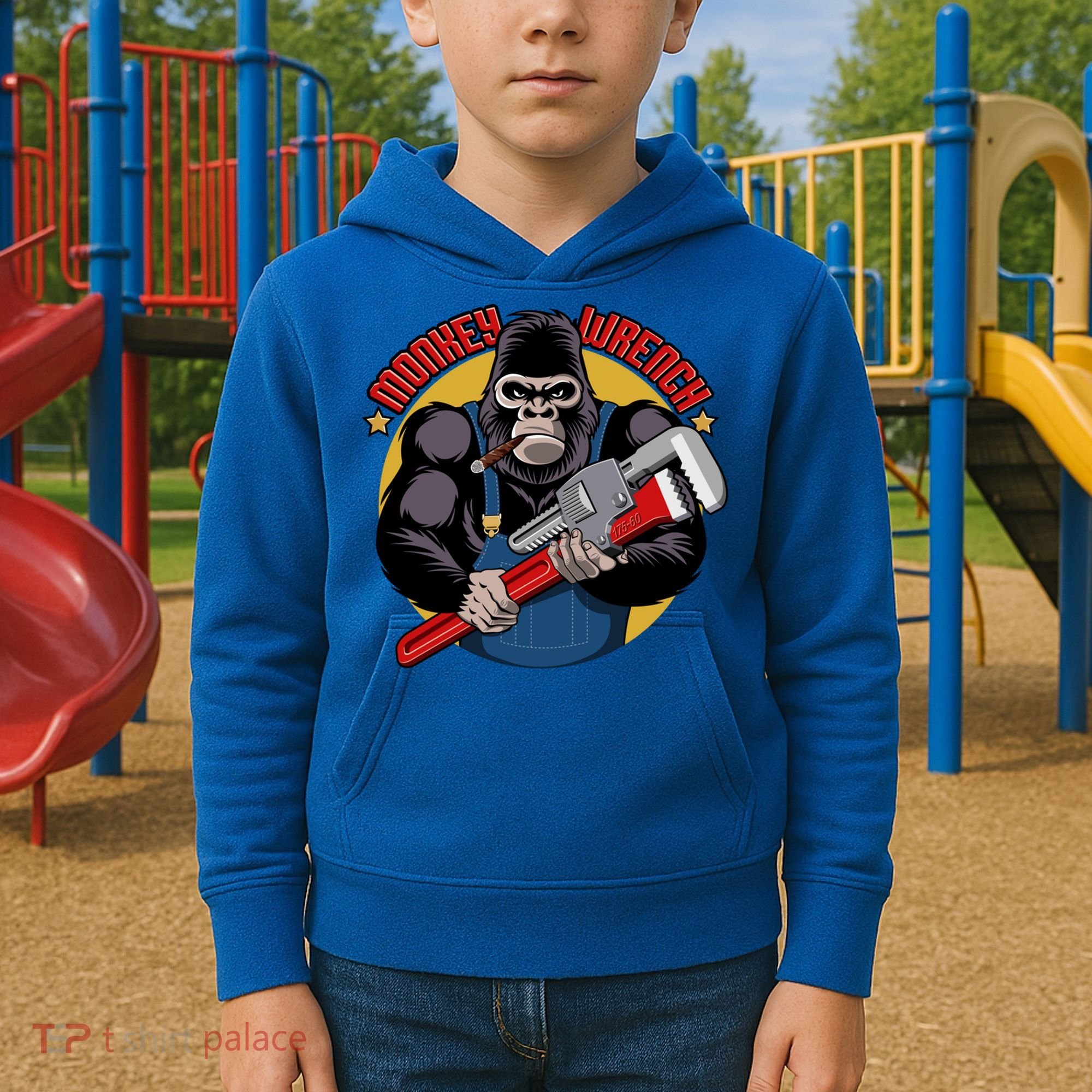 Monkey Wrench Mechanic Grease Monkey Car Repair Technician Cute Gift Kids Hoodie