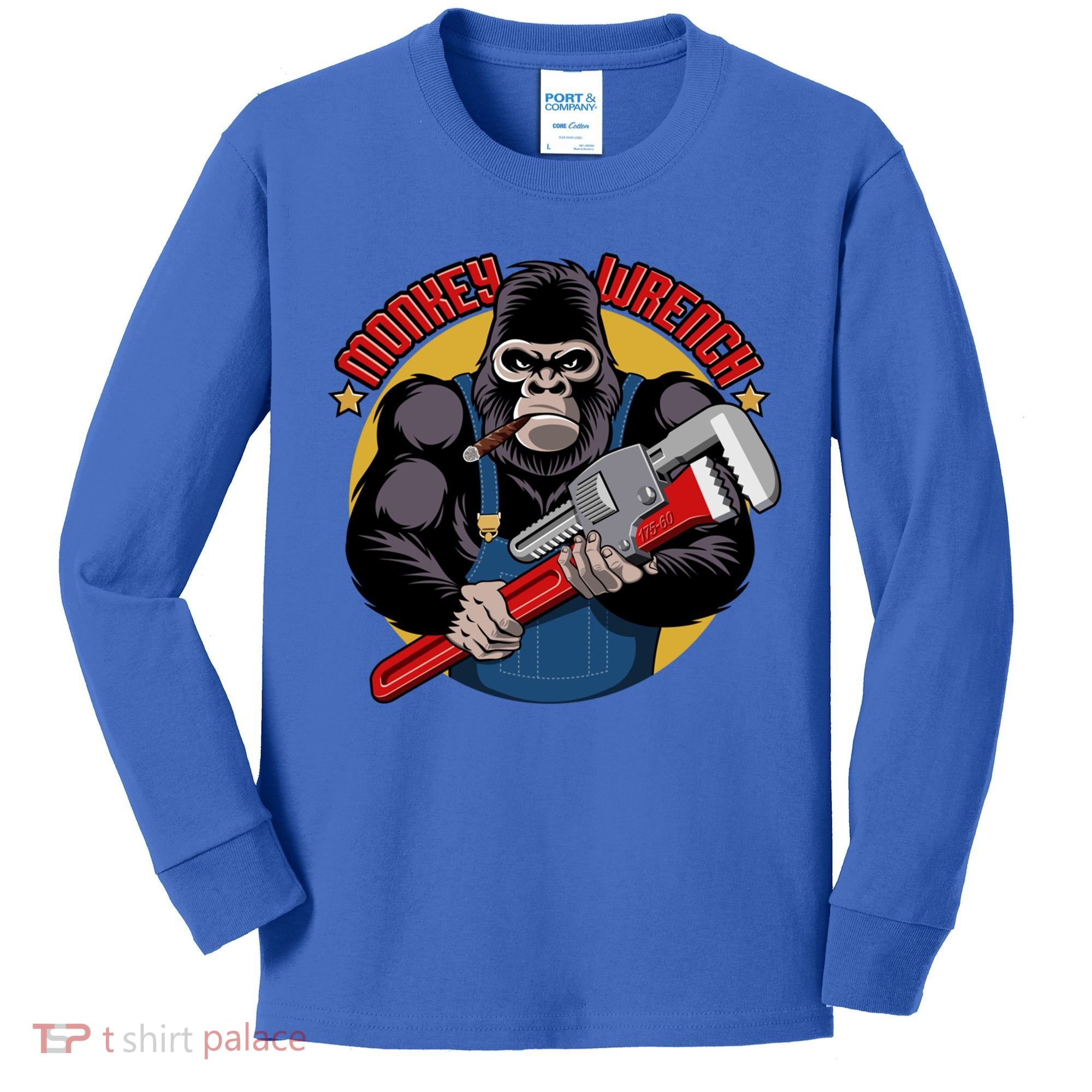 Monkey Wrench Mechanic Grease Monkey Car Repair Technician Cute Gift Kids Long Sleeve Shirt