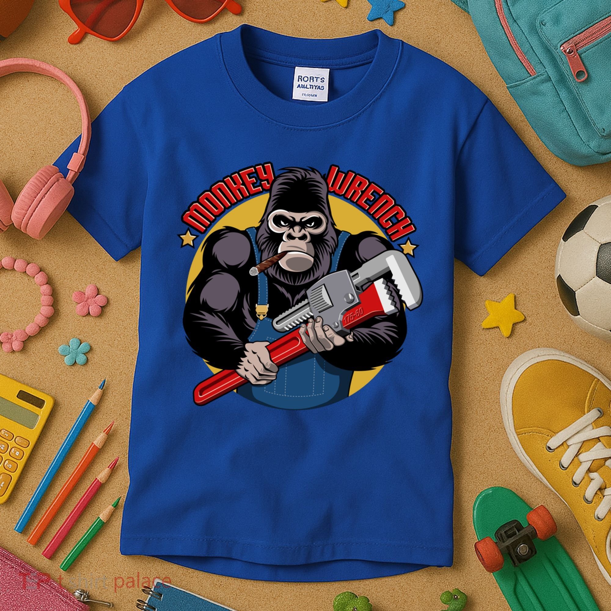 Monkey Wrench Mechanic Grease Monkey Car Repair Technician Cute Gift Kids T-Shirt