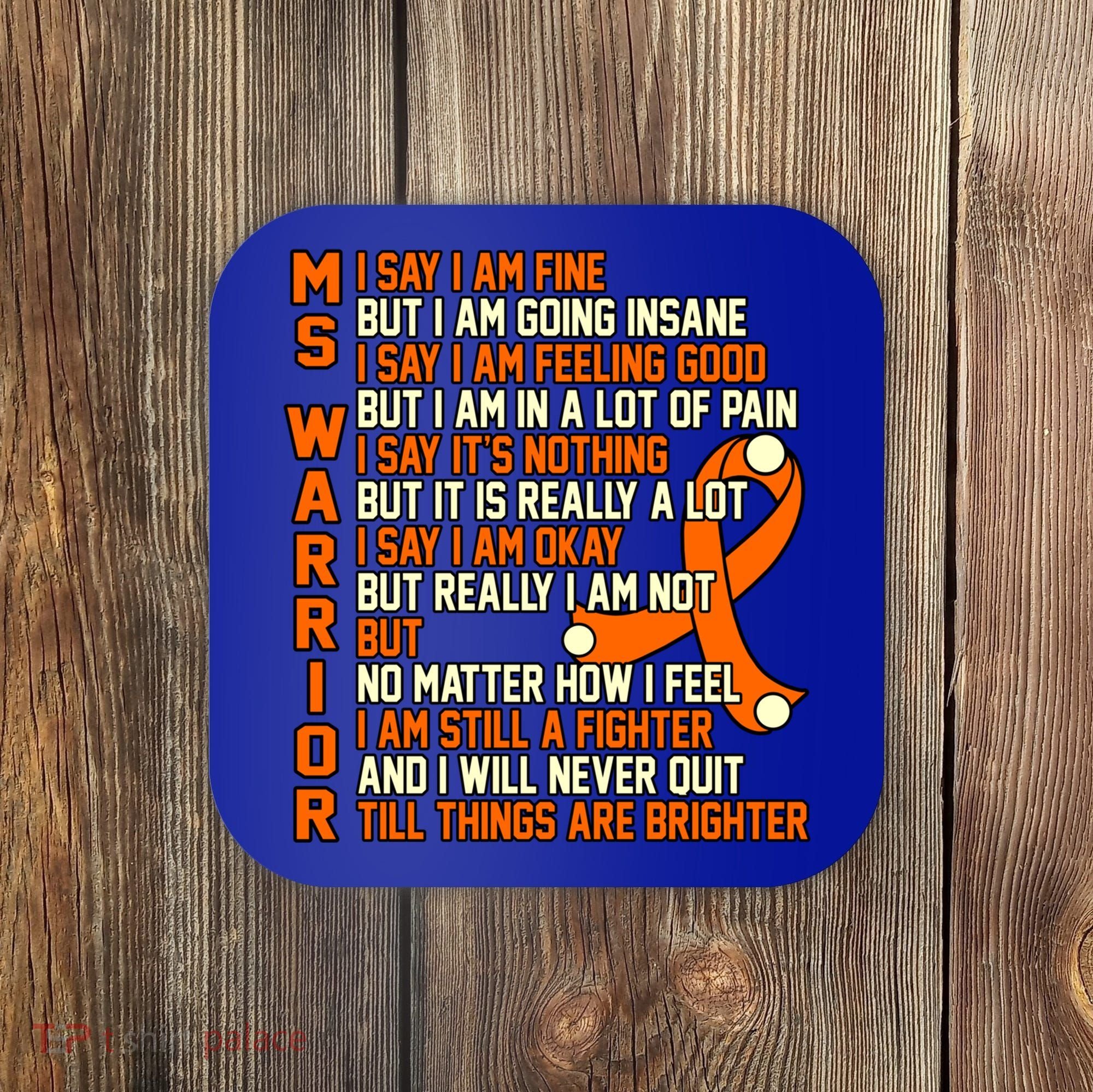 Ms Warrior Multiple Sclerosis Awareness Graphic Gift Coaster