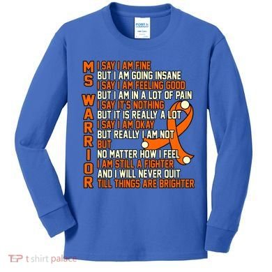 Ms Warrior Multiple Sclerosis Awareness Graphic Gift Kids Long Sleeve Shirt