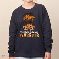  MS Warrior Messy Bun - Multiple Sclerosis Awareness Women's Sweatshirt thumb 0