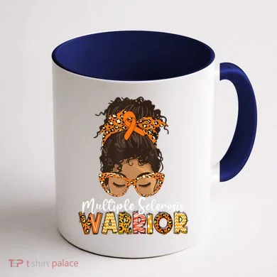 MS Warrior Messy Bun - Multiple Sclerosis Awareness Coffee Mug back