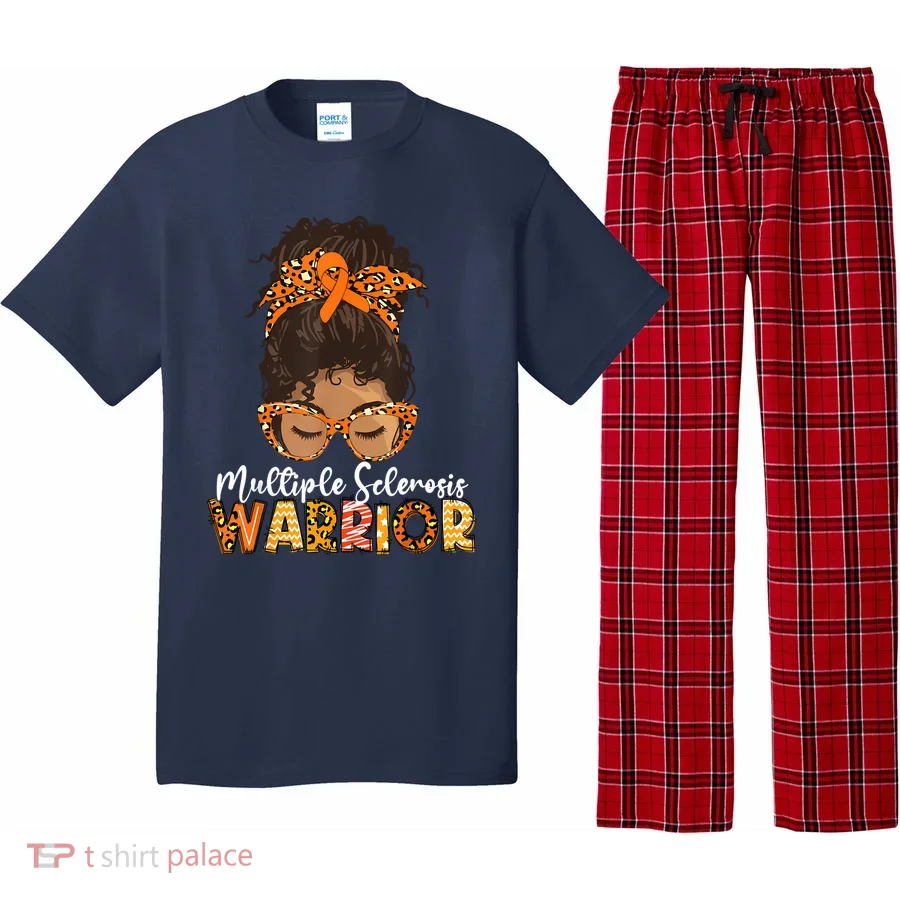  MS Warrior Messy Bun - Multiple Sclerosis Awareness Pajama Set