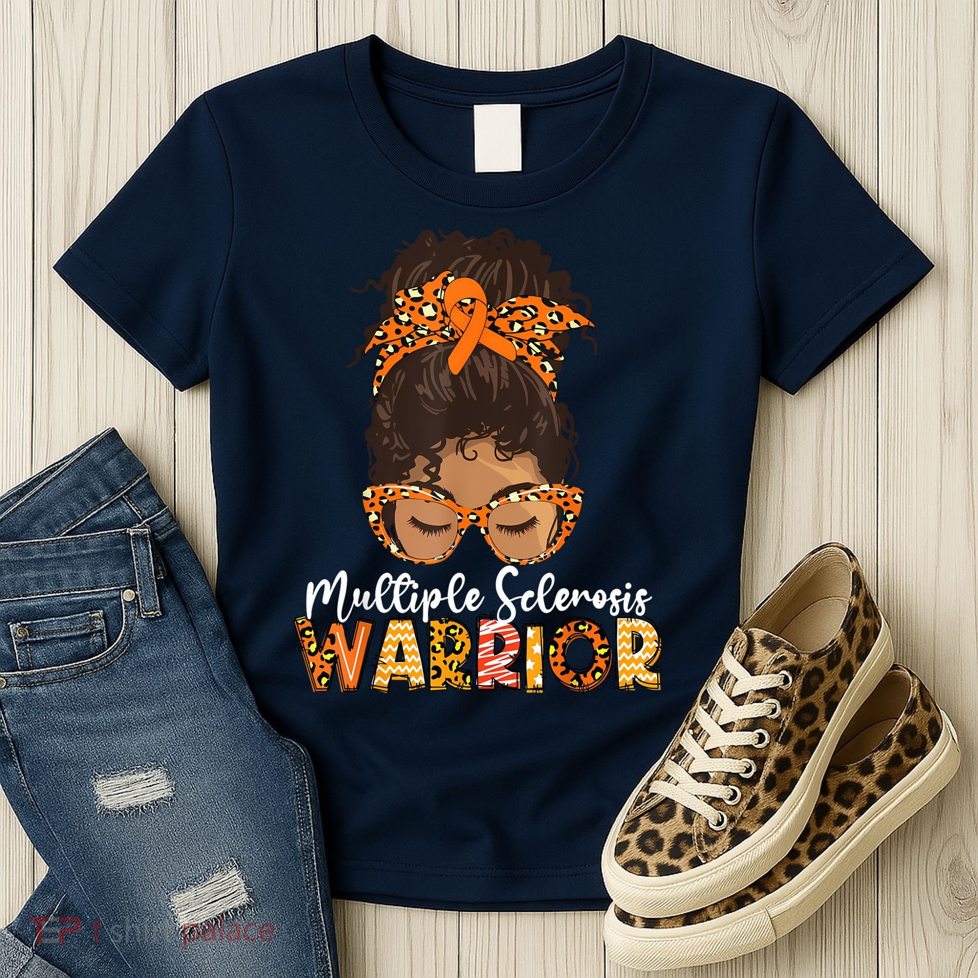  MS Warrior Messy Bun - Multiple Sclerosis Awareness Women's T-Shirt