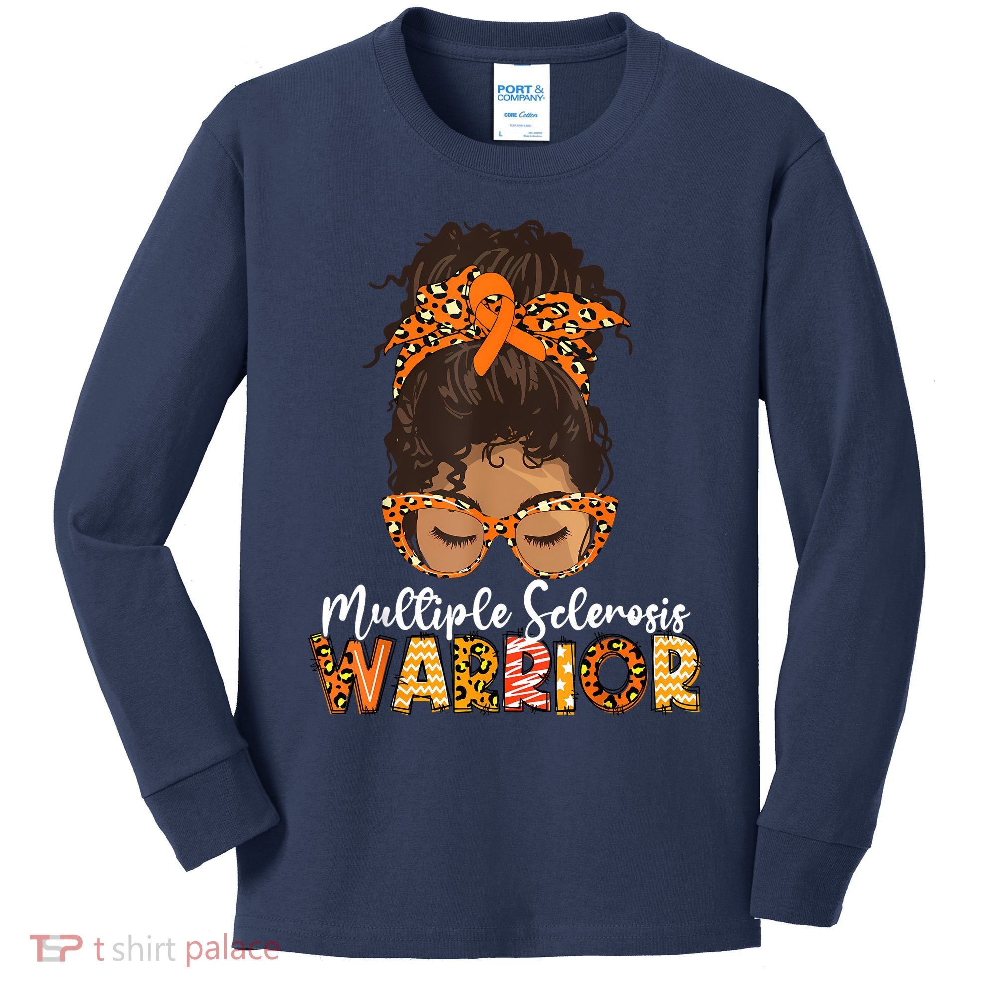  MS Warrior Messy Bun - Multiple Sclerosis Awareness Kids Long Sleeve Shirt
