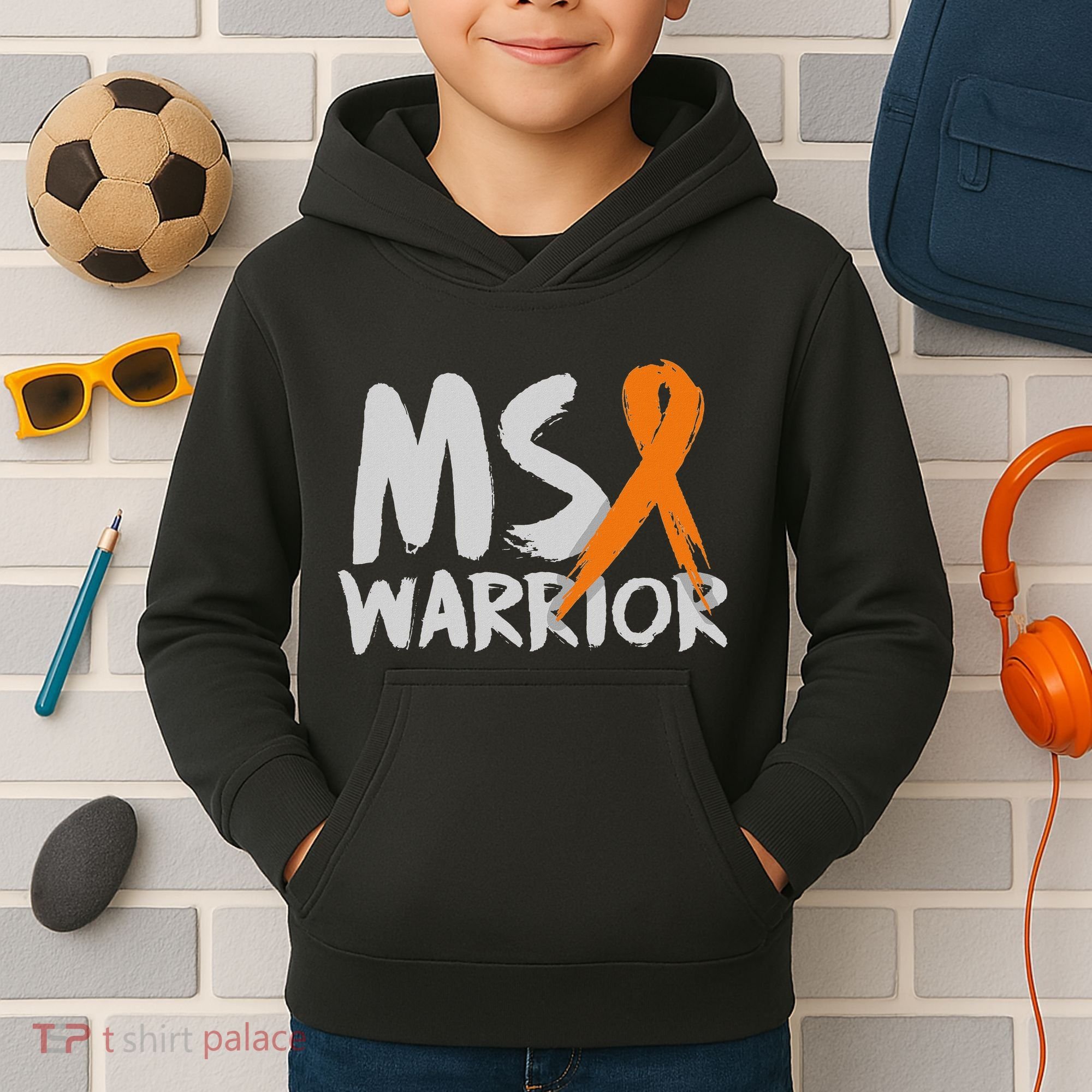 Ms Warrior Multiple Sclerosis Awareness Month Kids Hoodie