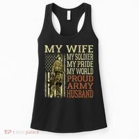 My Wife My Soldier Hero Funny Gift Proud Army Husband Military Spouse Women's Tank Top thumb 0
