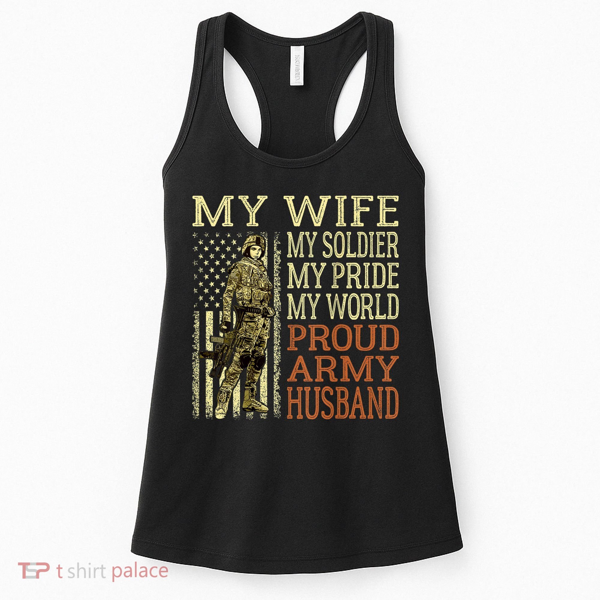My Wife My Soldier Hero Funny Gift Proud Army Husband Military Spouse Women's Tank Top