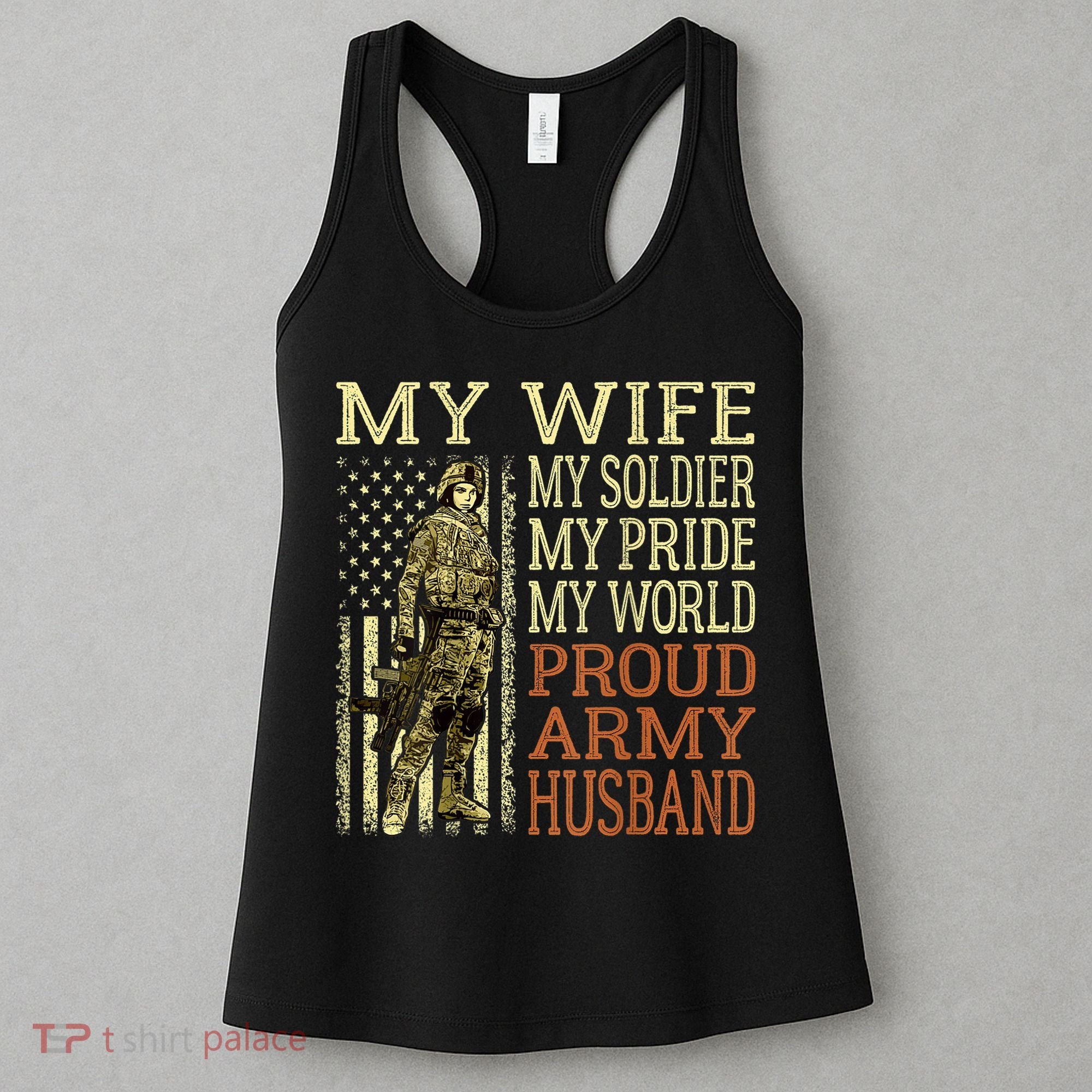My Wife My Soldier Hero Funny Gift Proud Army Husband Military Spouse Women's Tank Top