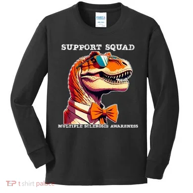 Ms Warrior Ms Support Squad Multiple Sclerosis Awareness Kids Long Sleeve Shirt