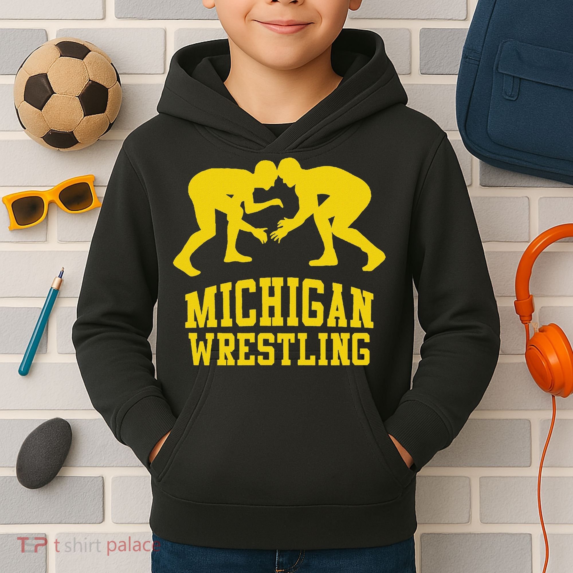 Michigan Wrestling Kids Hoodie