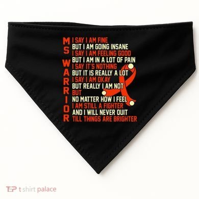 Ms Warrior Multiple Sclerosis Awareness Graphic USA-Made Doggie Bandana